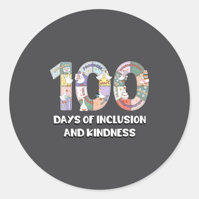 SPED Silly Autism 100 Days School Teacher Goose In Classic Round Sticker (Front)