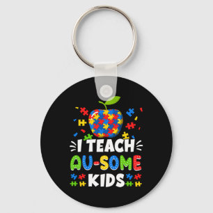 Sped Special Education I Teach Au-some Kids Rainbo Keychain