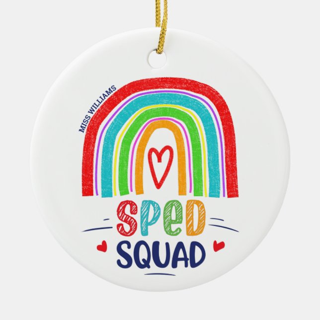SPED Squad Colourful Chalk Modern Rainbow Ceramic Ornament (Front)