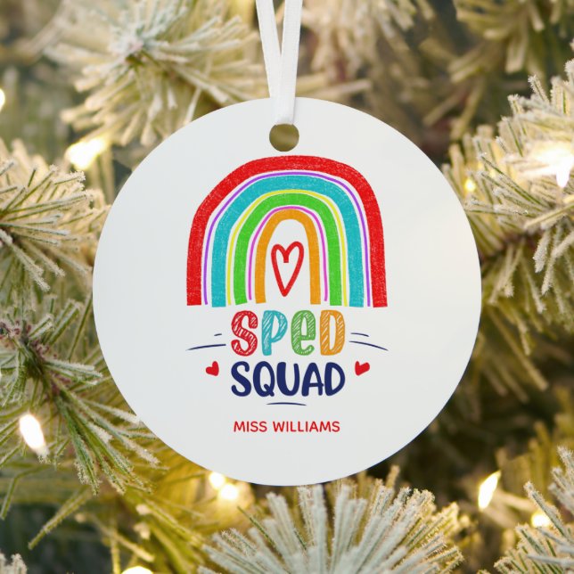 SPED Squad Colourful Modern Rainbow  Metal Ornament (Insitu)