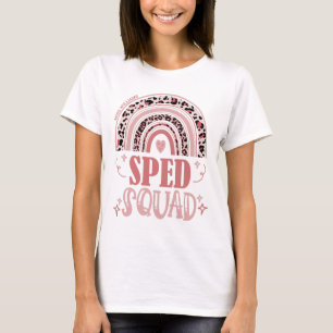 SPED Squad Muted Pink Leopard Rainbow T-Shirt