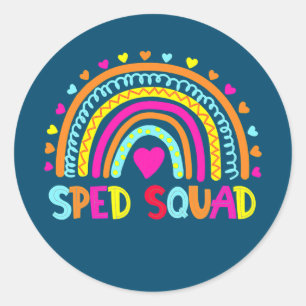 Sped Squad Special Ed Rainbow Teacher Back To Classic Round Sticker