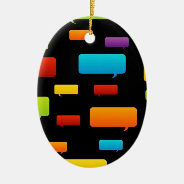 speech bubble background ceramic ornament (Front)