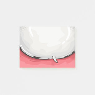 Speech Bubble Cartoon design Red bkgd Post-it Notes