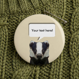 Speech bubble Cute geometric badger 1 Inch Round Button