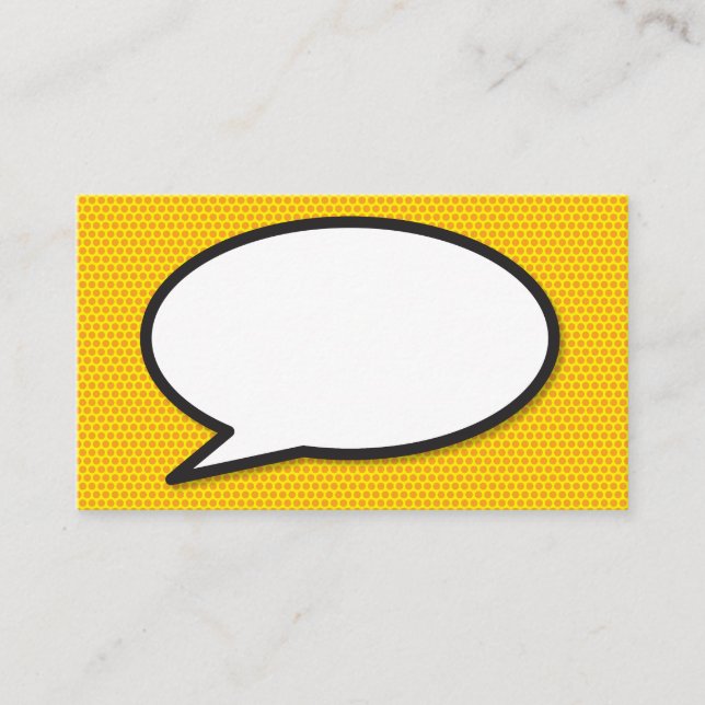 Speech Bubble Fun Retro Comic Book Business Card (Front)
