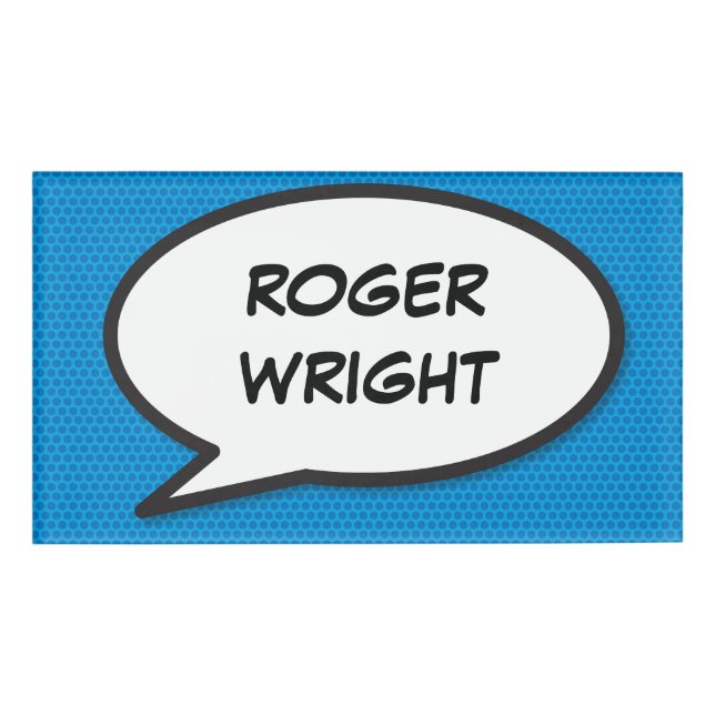 Speech Bubble Fun Retro Comic Book Name Tag (Front)