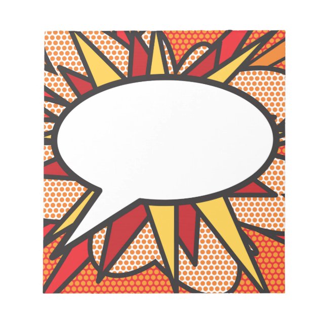 Speech Bubble Fun Retro Comic Book Notepad (Front)