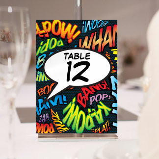 Speech Bubble Fun Retro Comic Book Table Number