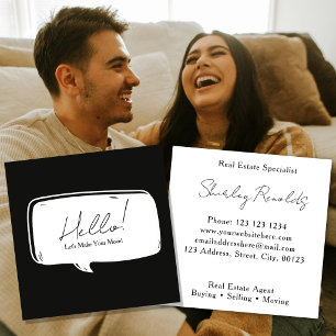Speech Bubble Real Estate Business Card black