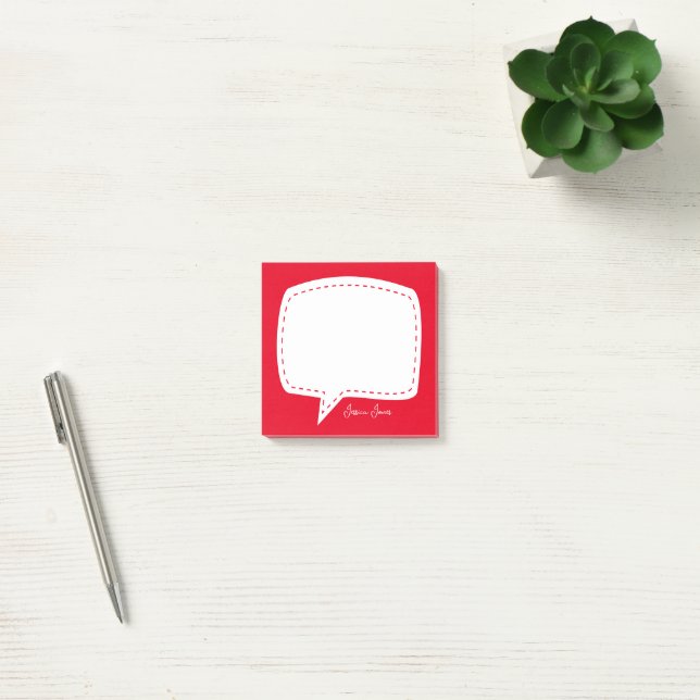 Speech Bubble Red Stitched Custom Name Not Post-it Notes (Office)