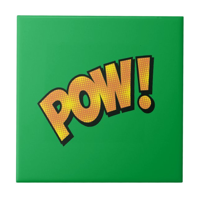 Speech Bubbles Ceramic Tile Text Pow Custom Colour (Front)