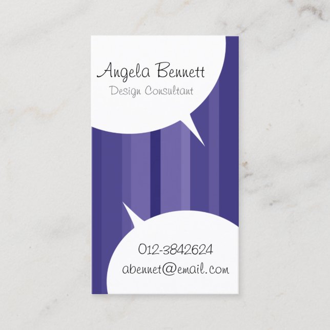 Speech Bubbles Violet Business Card (Front)