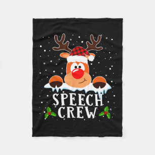 Speech Crew Reindeer Santa Hat Buffalo Red Plaid C Fleece Blanket