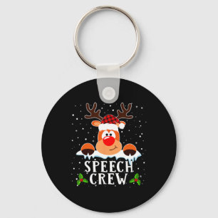 Speech Crew Reindeer Santa Hat Buffalo Red Plaid C Keychain