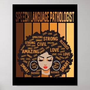 Speech Language Pathologist Afro African Black His Poster