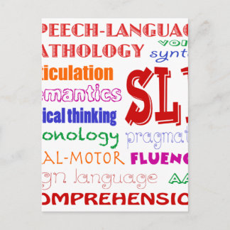 Speech Language Pathologist Colourful Fun Font Postcard