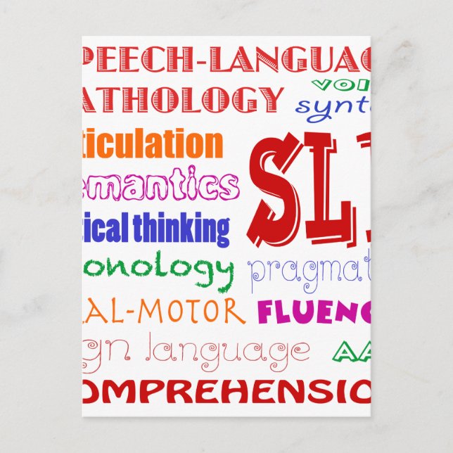 Speech Language Pathologist Colourful Fun Font Postcard (Front)