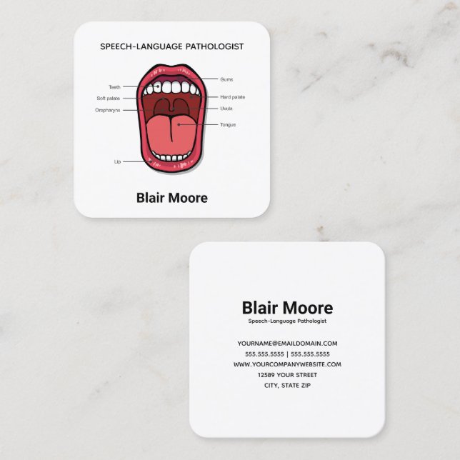 Speech-Language Pathologist SLP Square Business Card (Front/Back)
