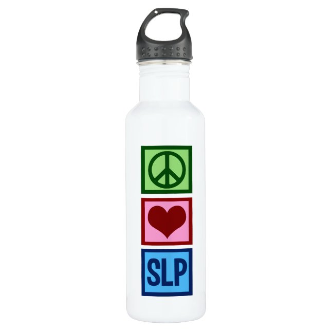 Speech Language Pathology Peace Love SLP 710 Ml Water Bottle (Front)