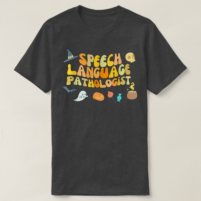 Speech Language Pathology Retro Halloween Speech T T-Shirt (Design Front)
