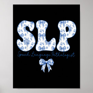 Speech Language Pathology Retro Slp Coquette Blue  Poster