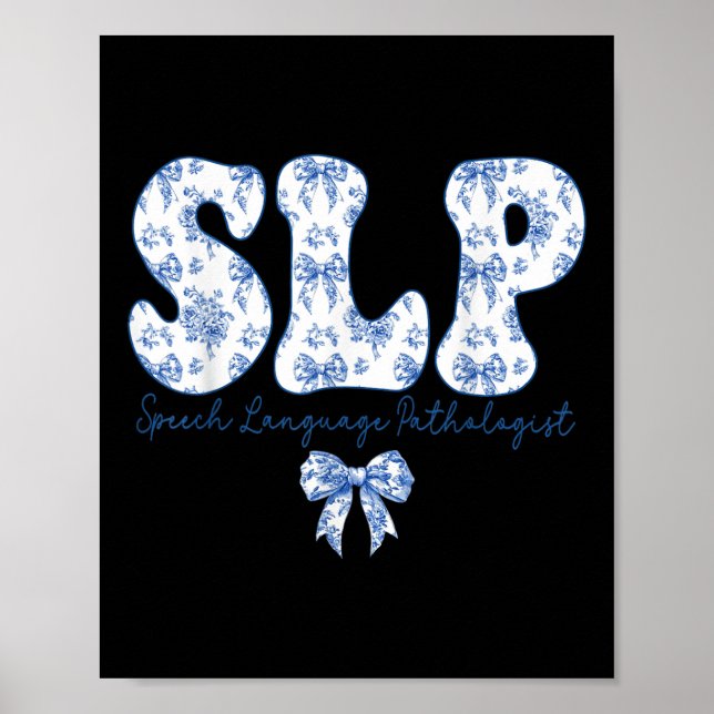 Speech Language Pathology Retro Slp Coquette Blue  Poster (Front)