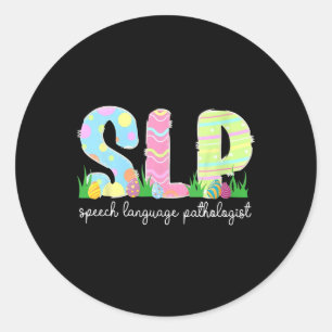 Speech Language Pathology Slp Easter Speech Therap Classic Round Sticker