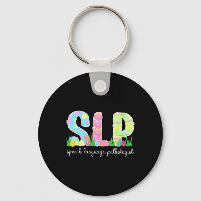 Speech Language Pathology Slp Easter Speech Therap Keychain (Front)