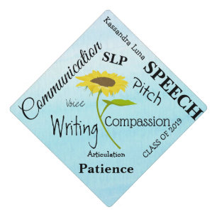 Speech Language Therapist Words With Sunflower Graduation Cap Topper