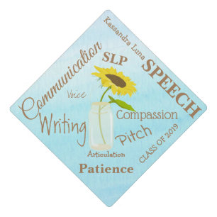 Speech Language Therapist Words With Sunflower Graduation Cap Topper