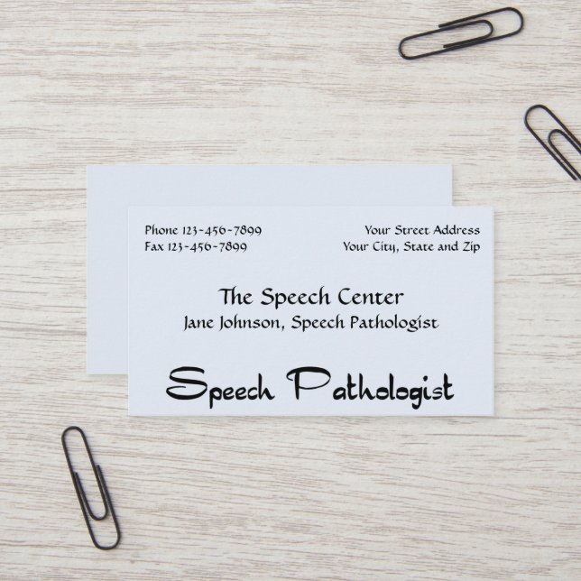 Speech Pathologist Therapist Business Card (Front/Back In Situ)