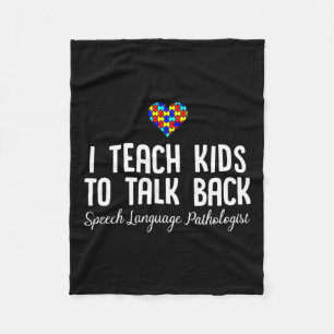 Speech Pathology Therapy Talk Autism Awareness Mon Fleece Blanket