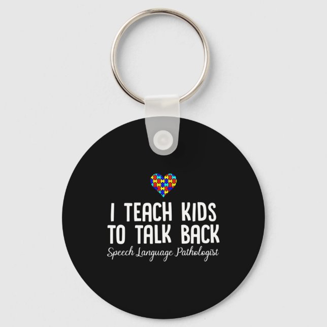Speech Pathology Therapy Talk Autism Awareness Mon Keychain (Front)