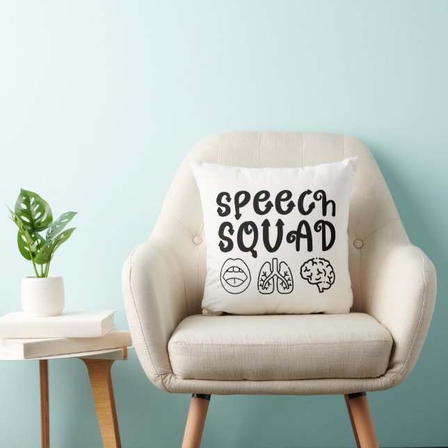 Speech Squad Pathology Teacher Birthday Present Throw Pillow (Chair)