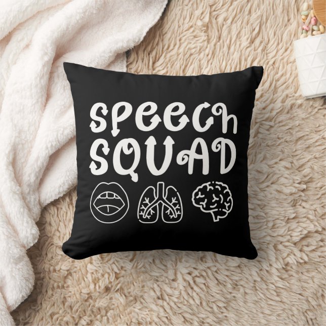Speech Squad SLP Speech Language Pathologist Funny Throw Pillow (Blanket)