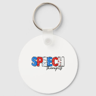 Speech Therapist 4th Of July Slp Speech Pathology  Keychain
