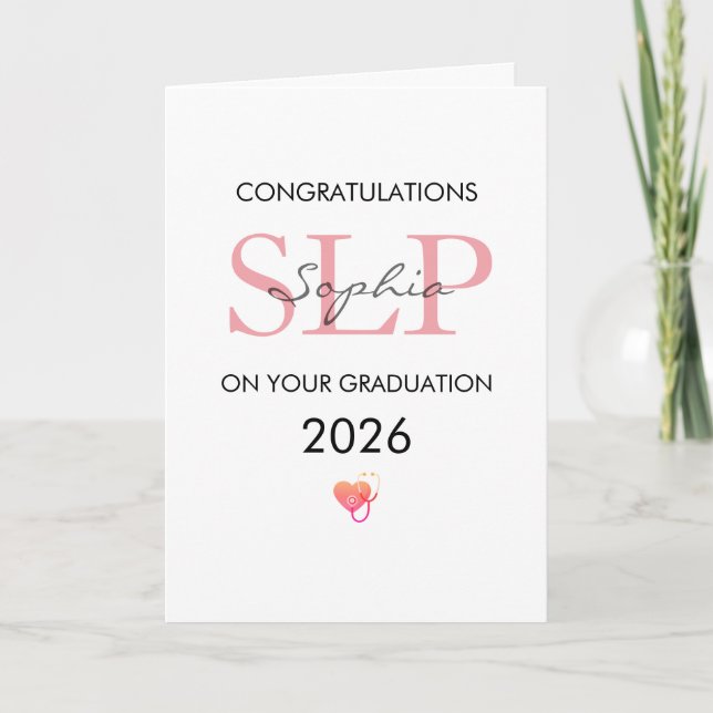 Speech Therapist Graduation Personalized Name Year Card (Front)