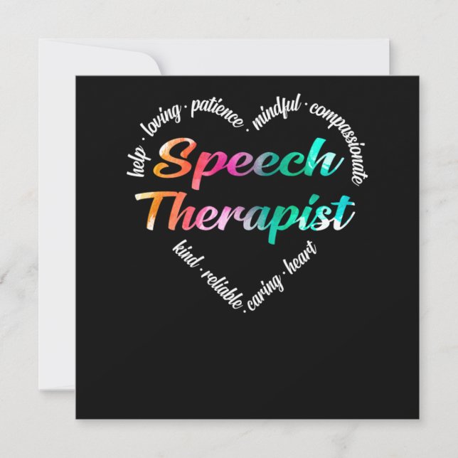 Speech Therapist Speech Therapist Heart Word Cloud Invitation (Front)