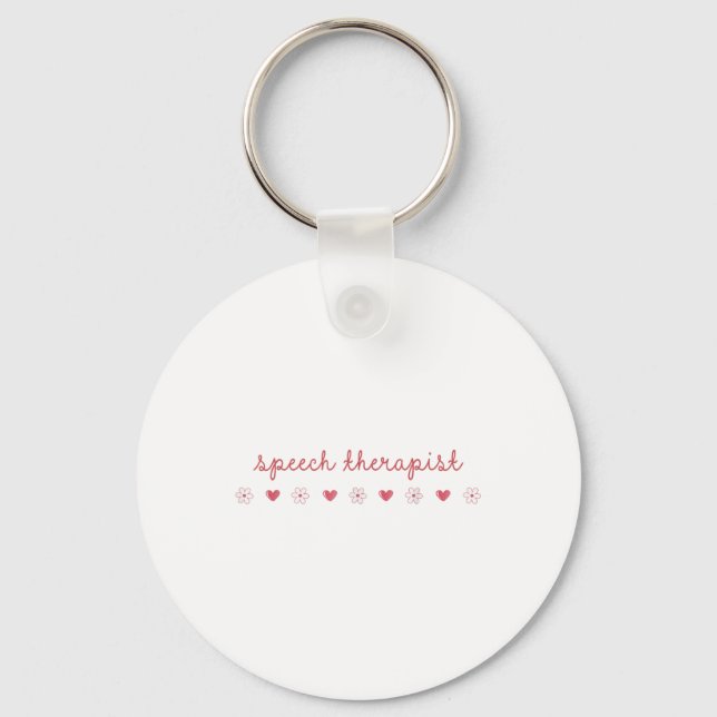 Speech Therapist Valentines Day Daisy Slp Therapy  Keychain (Front)