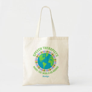 Speech Therapist World Cute Custom SLP Tote Bag