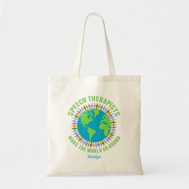 Speech Therapist World Cute Custom SLP Tote Bag (Front)