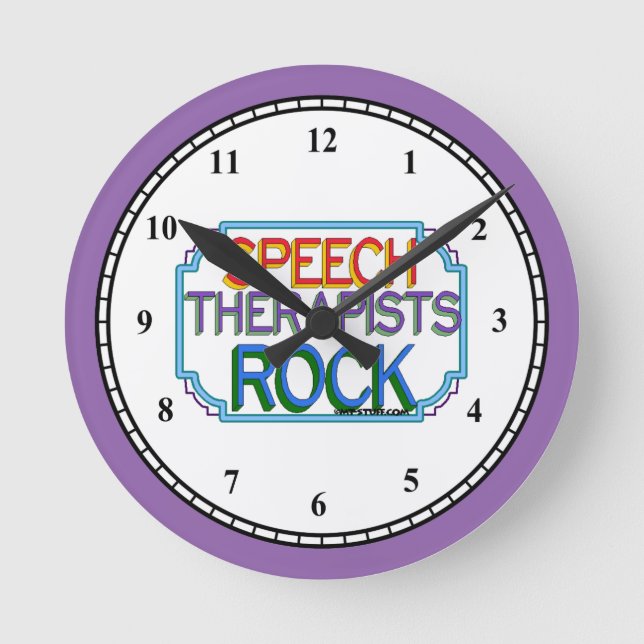 Speech Therapists Rock Round Clock (Front)