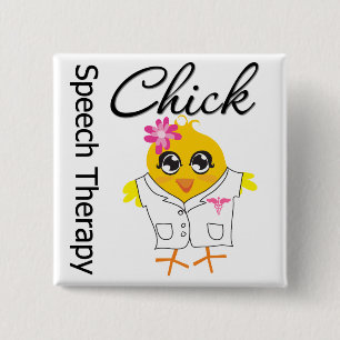 Speech Therapy Chick 2 Inch Square Button