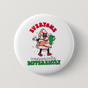 Speech Therapy Christmas Everyone Communicate Diff 2 Inch Round Button