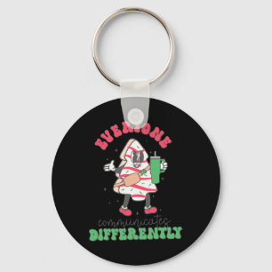 Speech Therapy Christmas Everyone Communicate Diff Keychain