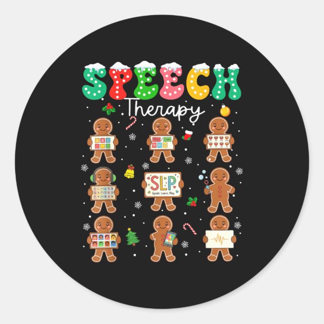Speech Therapy Christmas Slp Therapy Cookies Ginge Classic Round Sticker (Front)