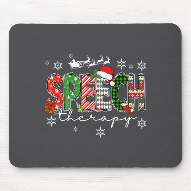 Speech Therapy Christmas Sweater Santa Holiday Fun Mouse Pad (Front)