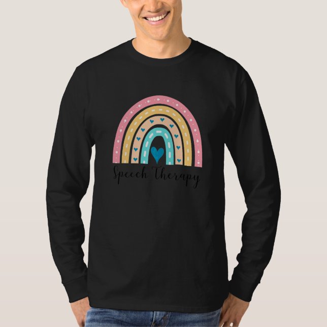 Speech Therapy Cute Rainbow Speech Language Pathol T-Shirt (Front)