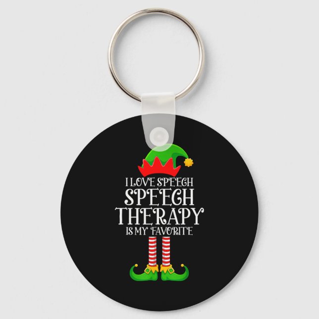 Speech Therapy Elf Christmas Funny School Therapis Keychain (Front)